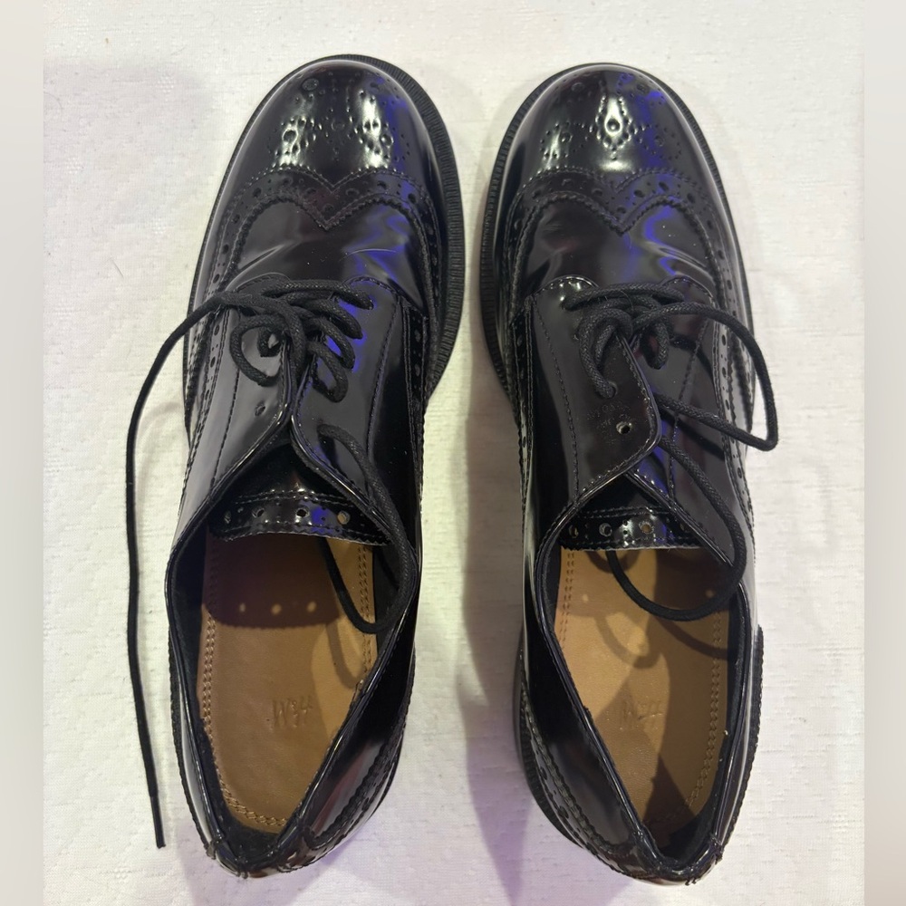 H&M Black Patent Leather Oxford Shoes – Size 38 (US 7.5)